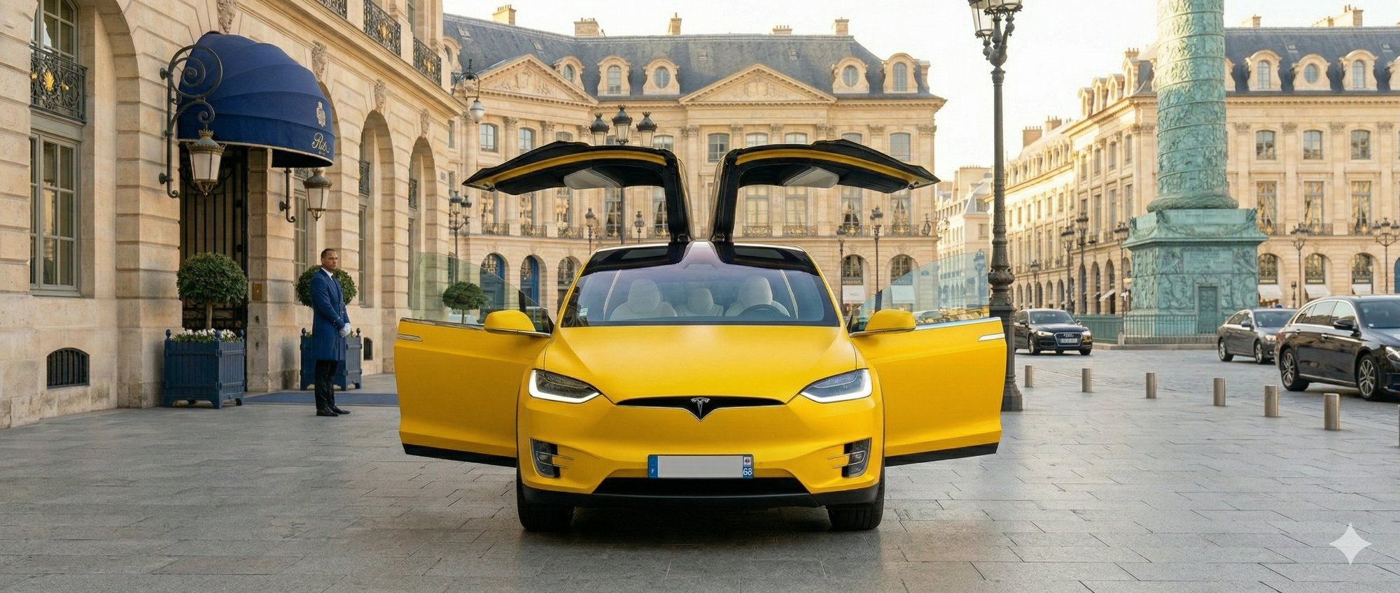 Tesla Model X Place Vendôme portes ouvertes